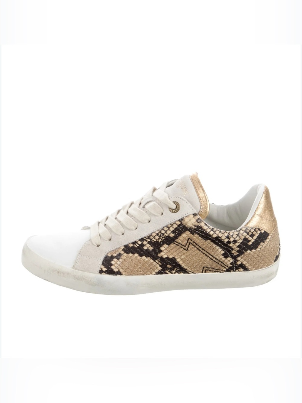 Zadig et Voltaire 100% leather sneaker with brown and gold snakeskin